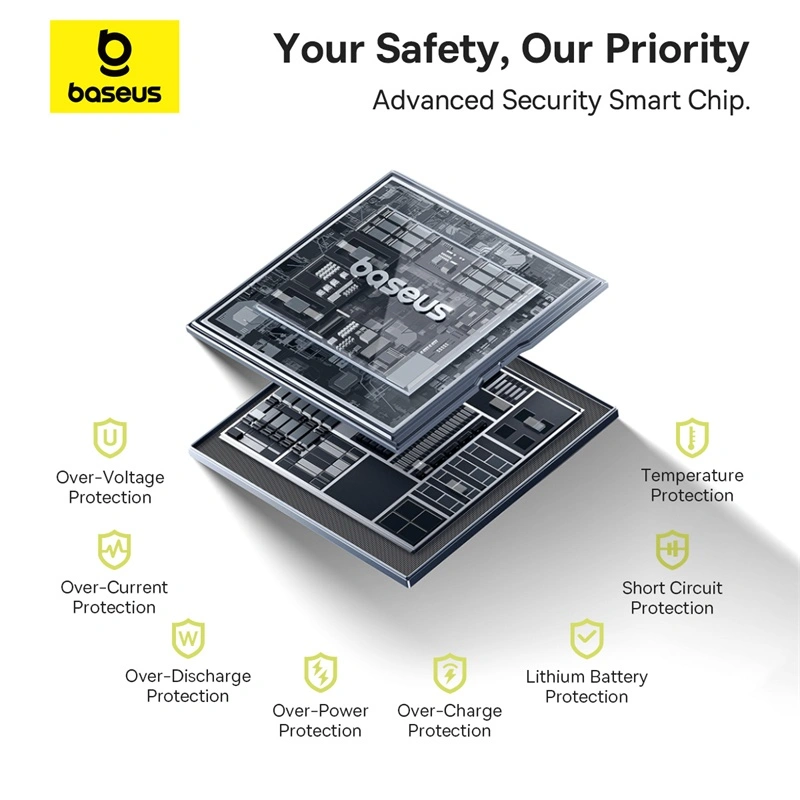 Baseus QPow 2 10000mAh 30W Digital Display Fast-Charging Power Bank with 2 Built-in Type-C Cables - Cluster Black - P10055008113-00