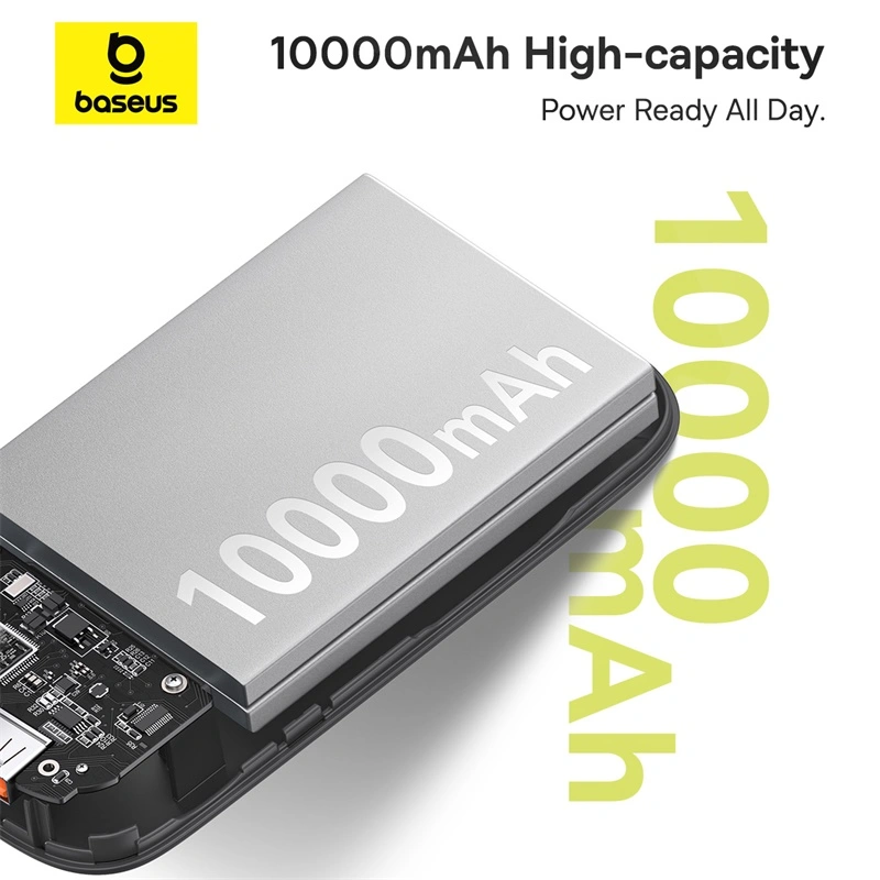 Baseus QPow 2 10000mAh 30W Digital Display Fast-Charging Power Bank with 2 Built-in Type-C Cables - Cluster Black - P10055008113-00