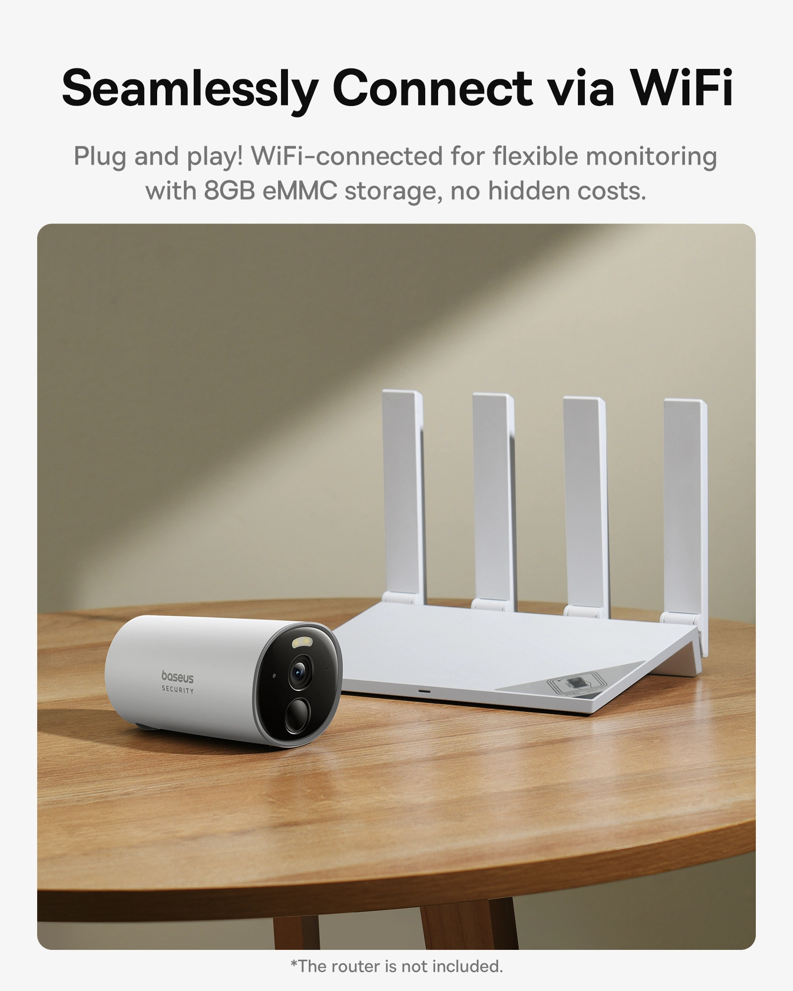 Baseus Security 2K B1 Outdoor Camera (With Inbuilt Battery) - White - S0SV002130 Baseuscolombo