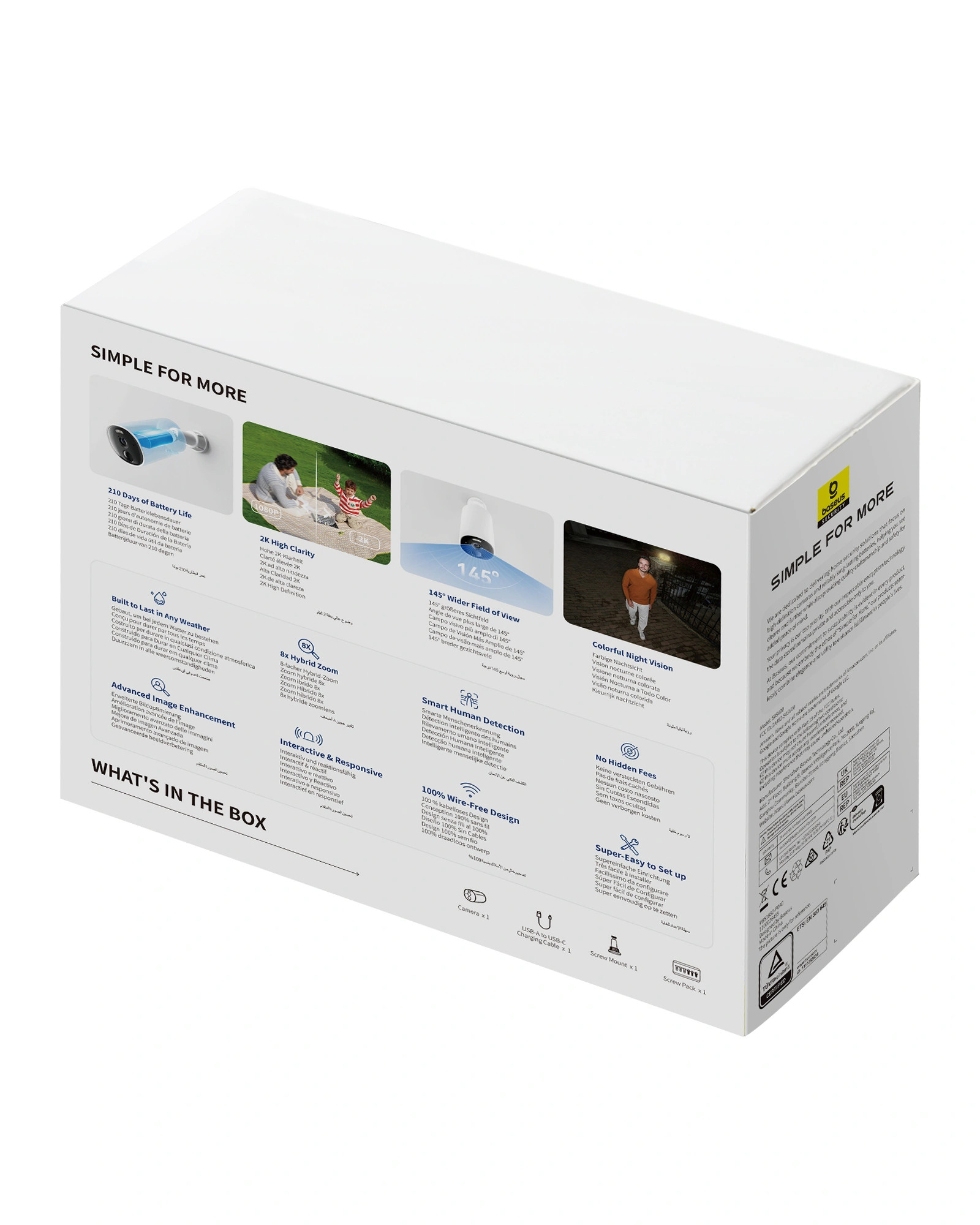 Baseus Security 2K B1 Outdoor Camera (With Inbuilt Battery) - White - S0SV002130 Baseuscolombo