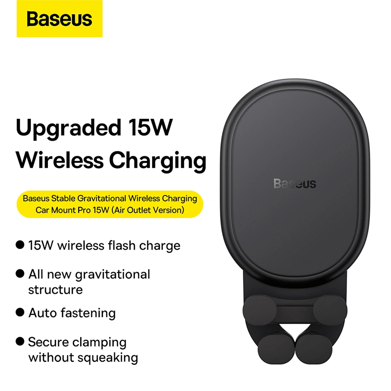 Baseus Stable Gravitational 15W Wireless Charging Car Mount Pro (Air Outlet Version) - Black - SUWX030001 Baseuscolombo