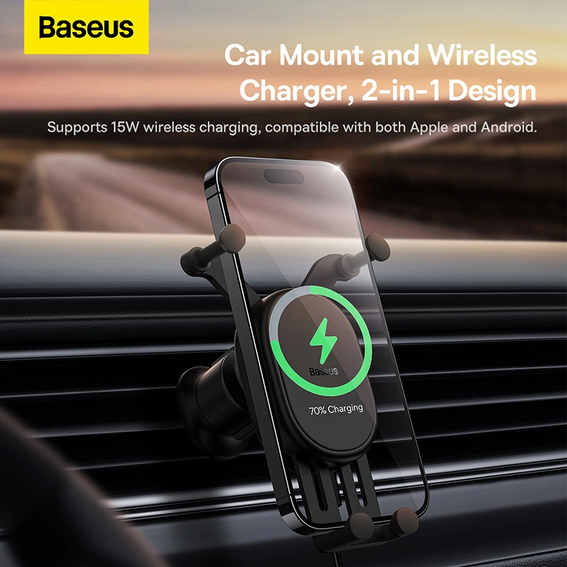 Baseus Stable Gravitational 15W Wireless Charging Car Mount Pro (Air Outlet Version) - Black - SUWX030001 Baseuscolombo