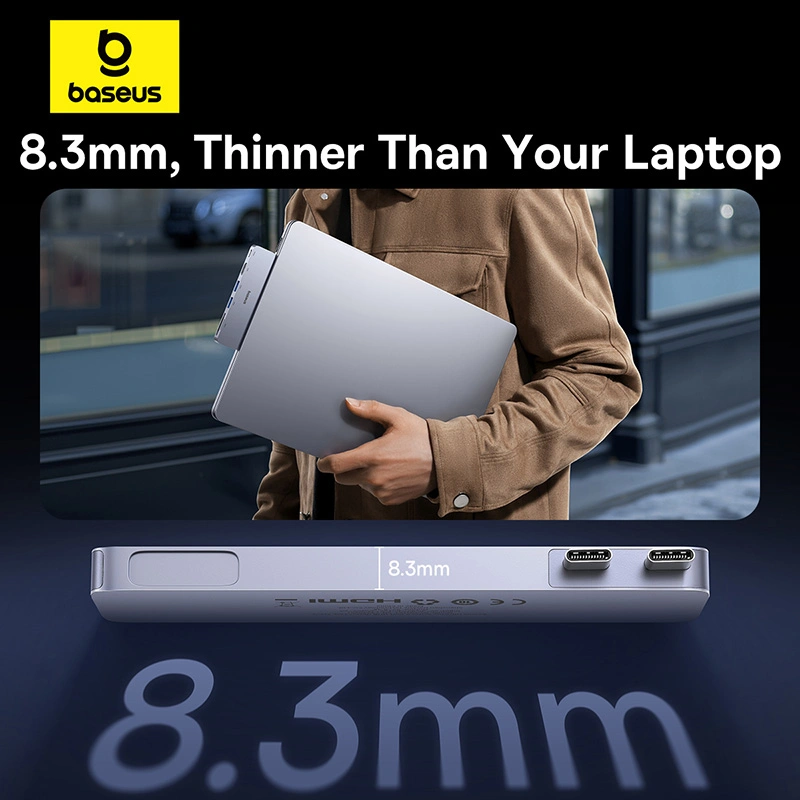 Baseus UltraJoy Series 6-Port HUB (Direct-Link Type) (Type C 2 to USB-C 40Gbps1+HDMI 4K@30Hz1+USB3.02+SDTF3.01) - Space Grey - B00052802811-04 Baseuscolombo