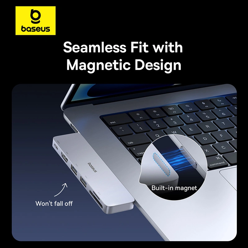 Baseus UltraJoy Series 6-Port HUB (Direct-Link Type) (Type C 2 to USB-C 40Gbps1+HDMI 4K@30Hz1+USB3.02+SDTF3.01) - Space Grey - B00052802811-04 Baseuscolombo