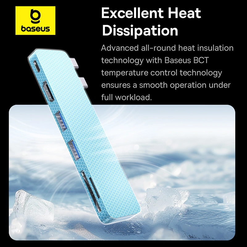 Baseus UltraJoy Series 6-Port HUB (Direct-Link Type) (Type C 2 to USB-C 40Gbps1+HDMI 4K@30Hz1+USB3.02+SDTF3.01) - Space Grey - B00052802811-04 Baseuscolombo