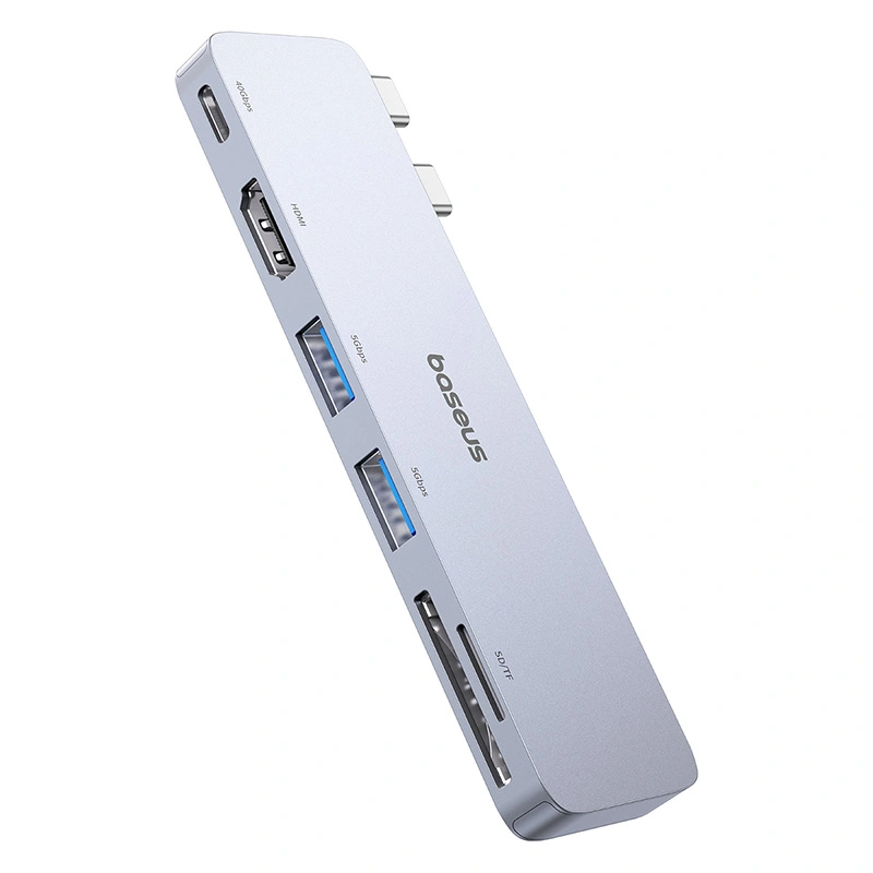 Baseus UltraJoy Series 6-Port HUB (Direct-Link Type) (Type C 2 to USB-C 40Gbps1+HDMI 4K@30Hz1+USB3.02+SDTF3.01) - Space Grey - B00052802811-04 Baseuscolombo