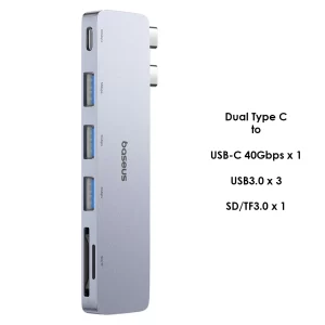 Baseus UltraJoy Series 6-Port HUB (Direct-Link Type) (Type C 2 to USB-C 40Gbps1+USB3.03+SDTF3.01) - Space Grey - B00052802811-03 1 Baseuscolombo