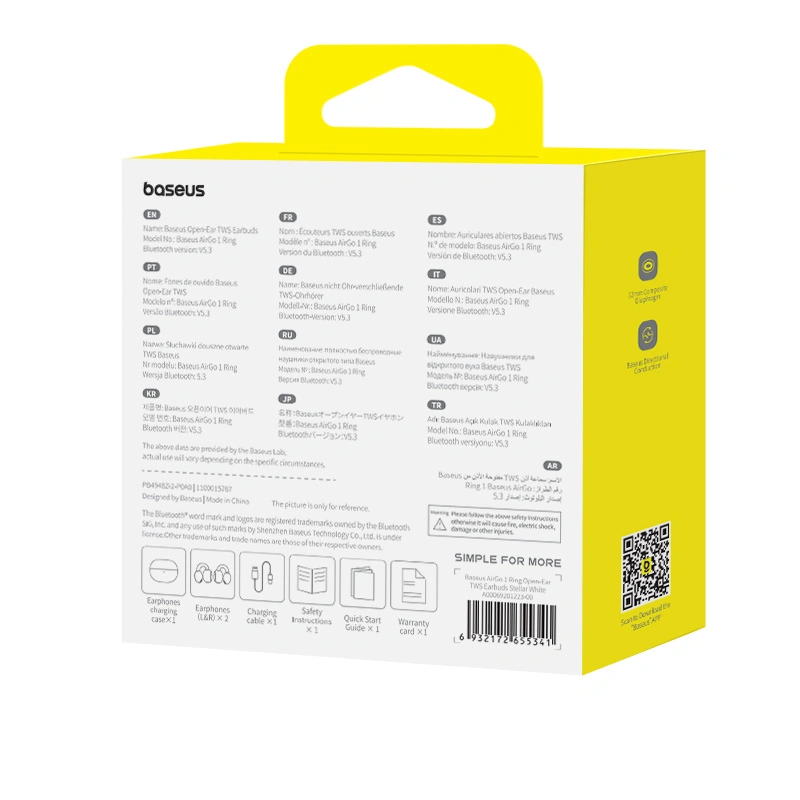 Baseus AirGo 1 Ring Open-Ear TWS Earbuds - Stellar White - A00069201223-00 Baseuscolombo
