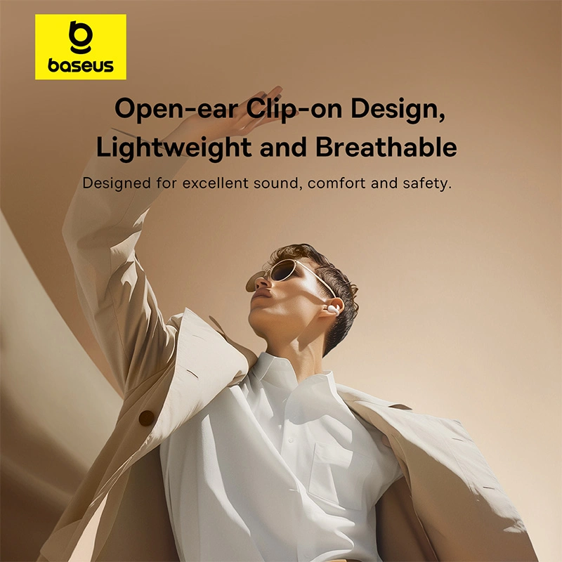 Baseus Bass 15 Clip Open-Ear True Wireless Earphones (With Simple charging cable Type-C 3A 0.3m White-Baseus new logo) 1 - Stellar White - A00079500223-00 Baseuscolombo