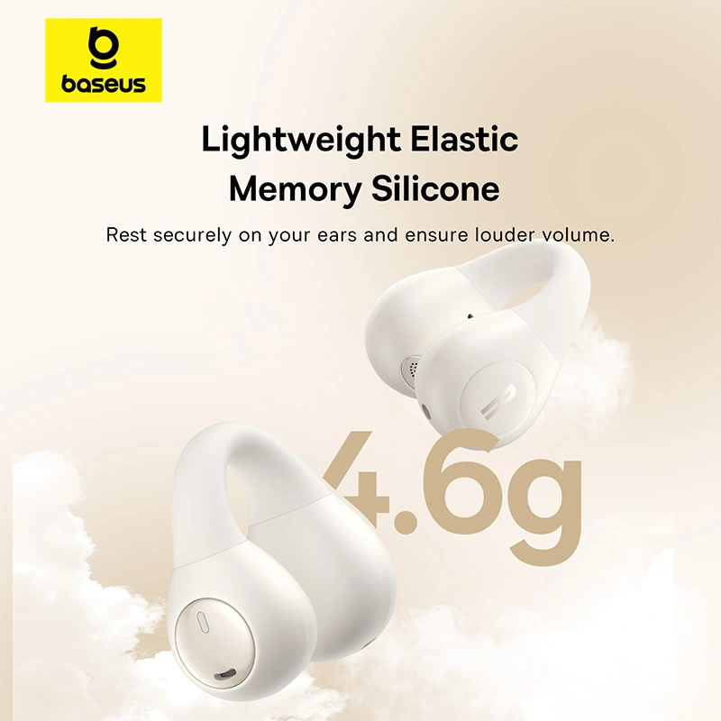Baseus Bass 15 Clip Open-Ear True Wireless Earphones (With Simple charging cable Type-C 3A 0.3m White-Baseus new logo) 1 - Stellar White - A00079500223-00 Baseuscolombo