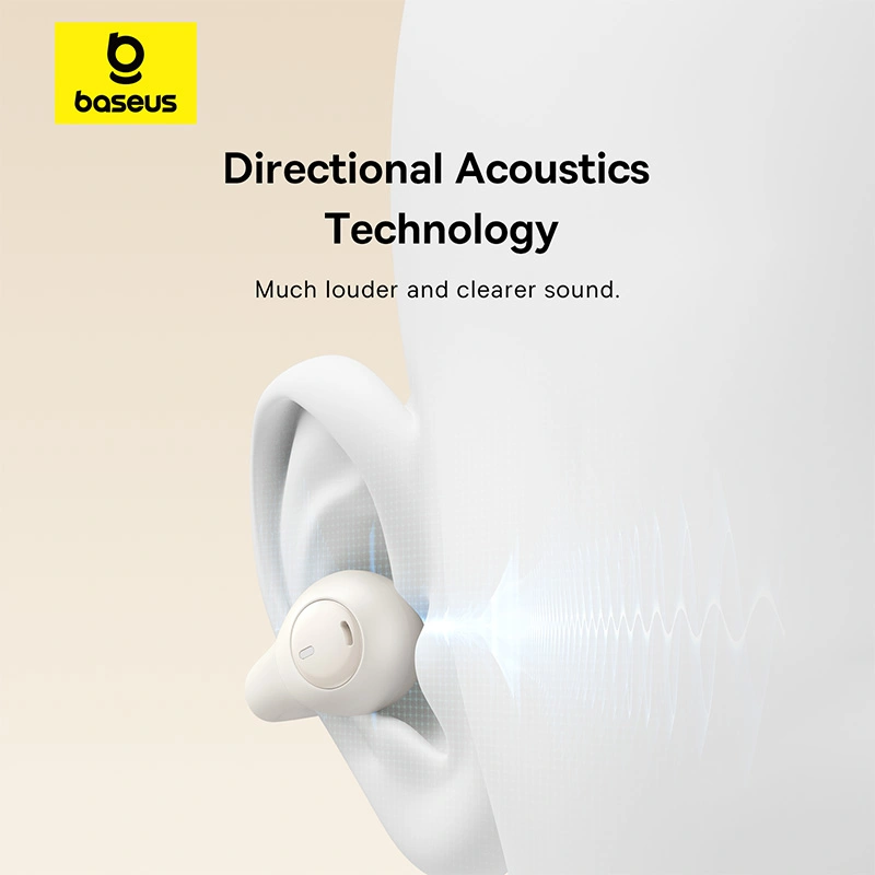 Baseus Bass 15 Clip Open-Ear True Wireless Earphones (With Simple charging cable Type-C 3A 0.3m White-Baseus new logo) 1 - Stellar White - A00079500223-00 Baseuscolombo