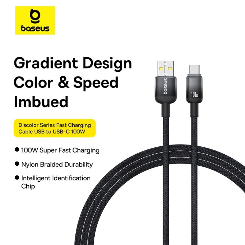 Baseus 1meter 100W Discolor Series USB to USB-C Fast Charging Cable - Image 7