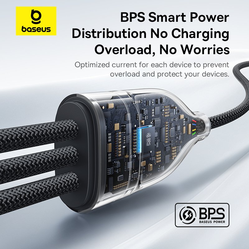 Baseus Flash Series 3 1.5Meter 100W One-for-three Type-C to C+C+C Fast Charging Cable - Image 15