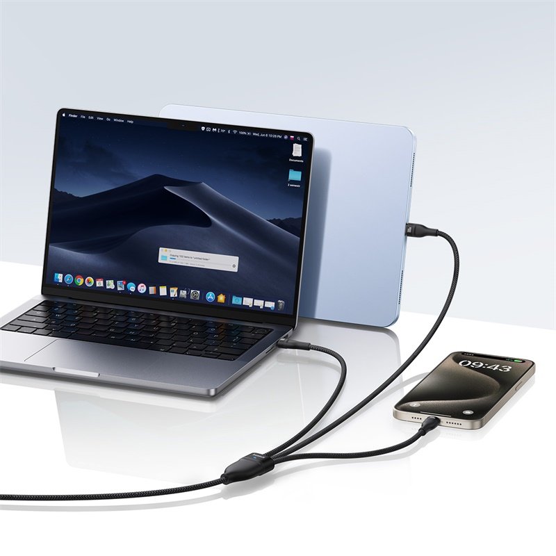 Baseus Flash Series 3 1.5Meter 100W One-for-three Type-C to C+C+C Fast Charging Cable - Image 7