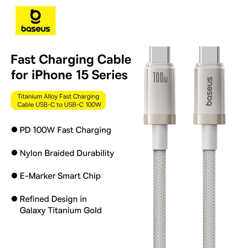 Baseus 1Meter 100W Titanium Alloy Type-C to Type-C Fast Charging Cable - Image 13