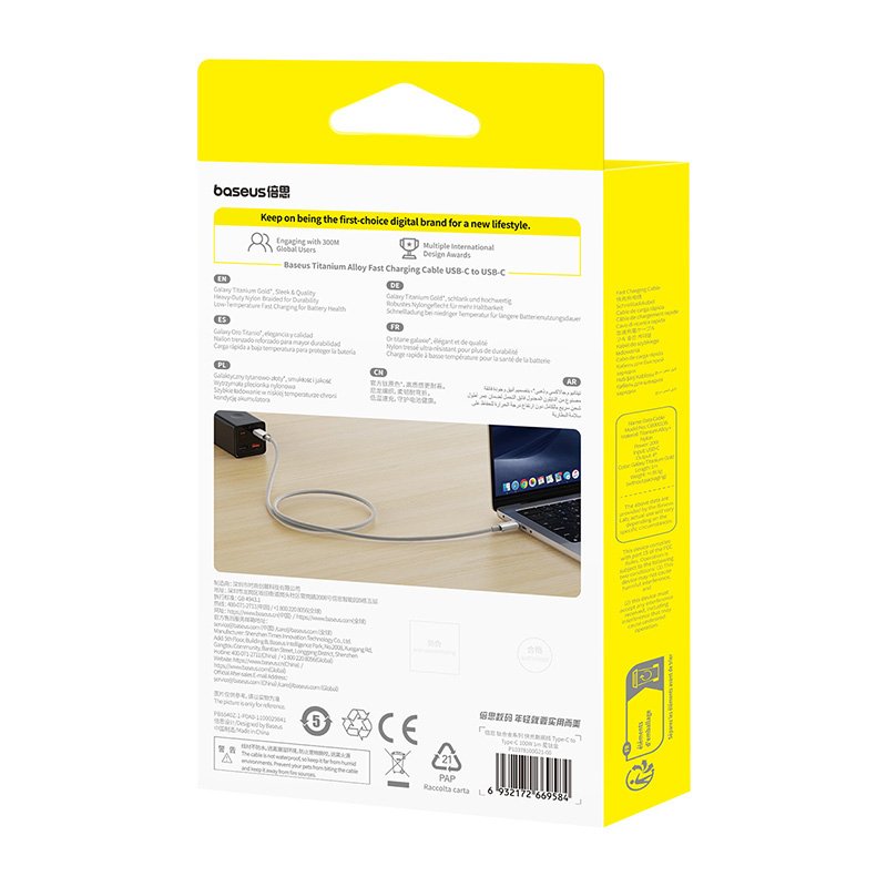Baseus 1Meter 100W Titanium Alloy Type-C to Type-C Fast Charging Cable - Image 17
