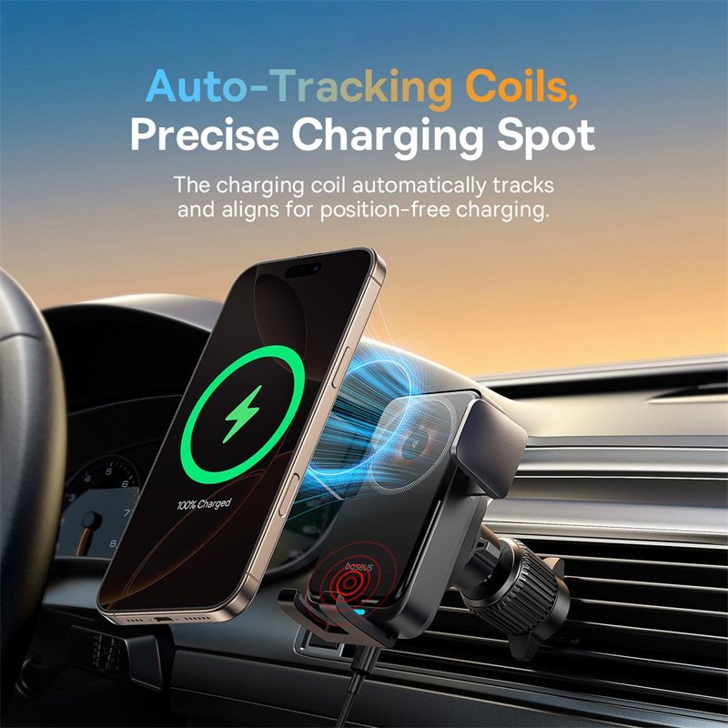 Baseus Wisdom Pro Auto Coil Alignment Car Mount Wireless Charger Air Outlet Version - Image 10