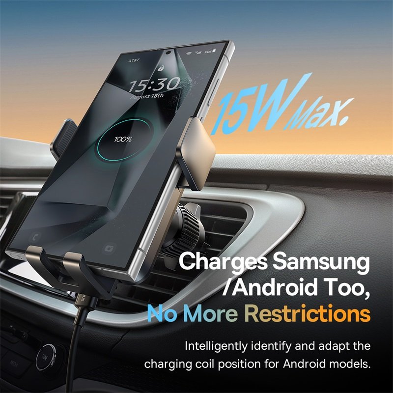 Baseus Wisdom Pro Auto Coil Alignment Car Mount Wireless Charger Air Outlet Version - Image 11