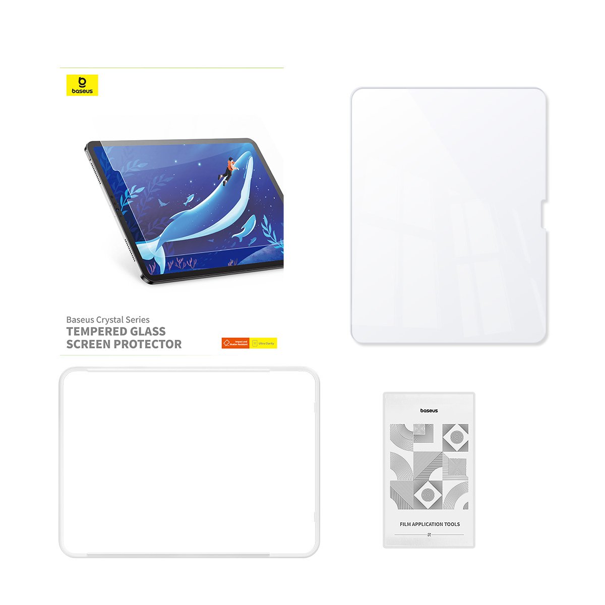 Baseus iPad Air (2024) 11'' Clear Crystal Blue Light Blocking Tempered Glass Screen Protector - Image 3