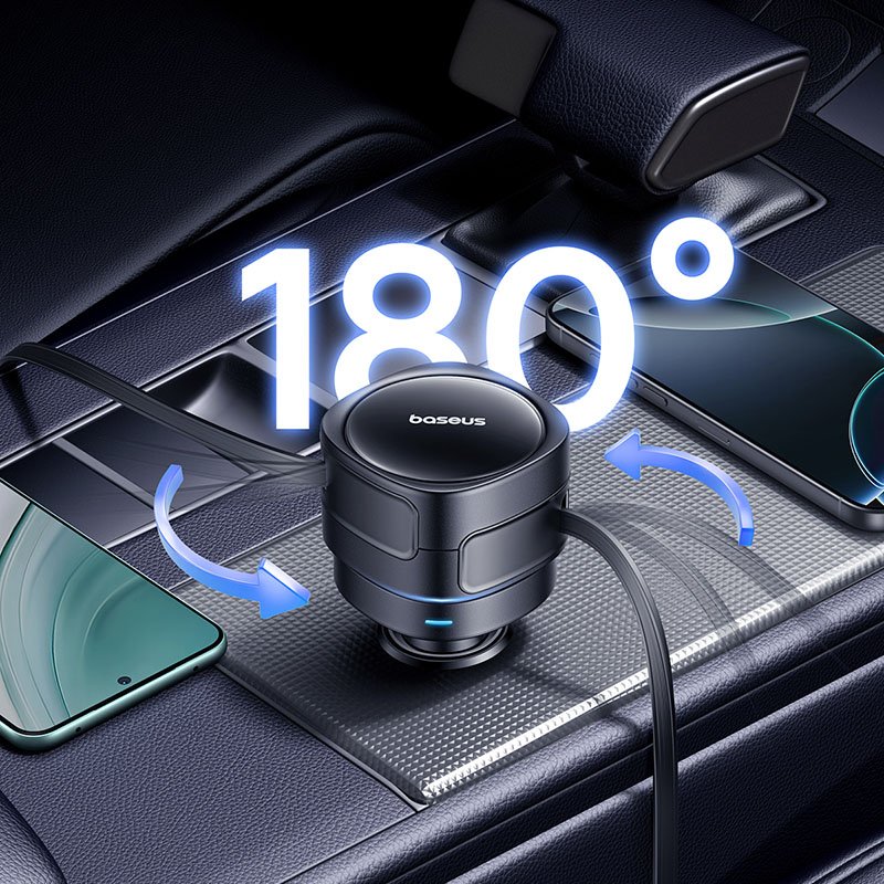 Baseus Enjoyment Max Car Charger C+C Cables 60W Cosmic Black - Image 10