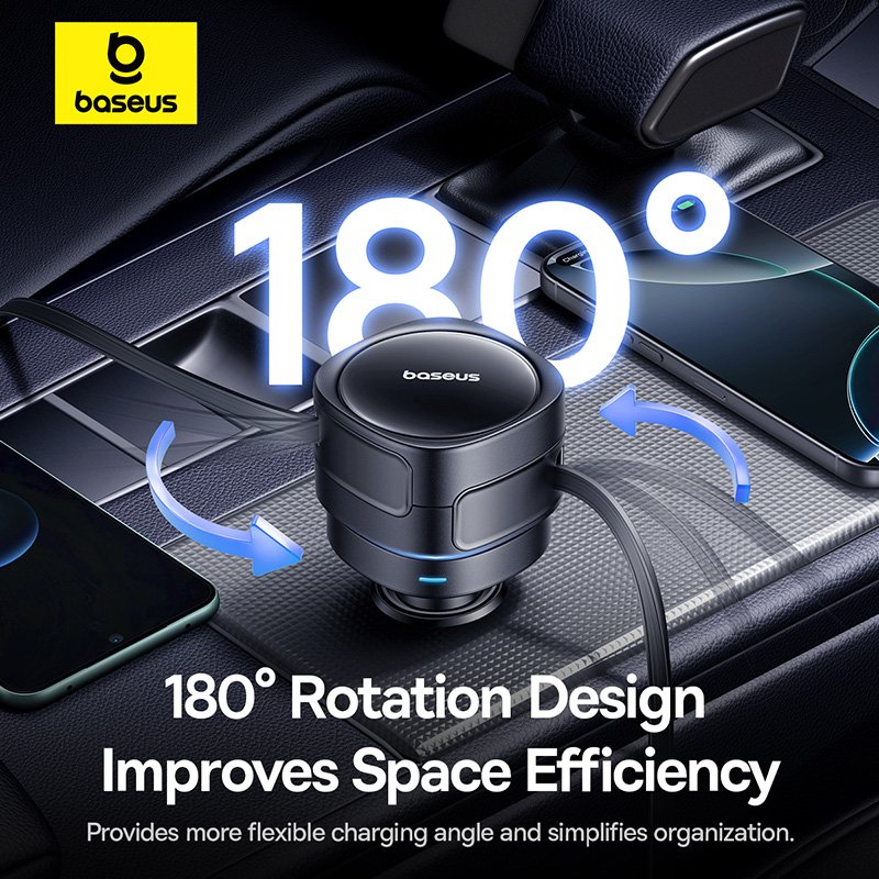 Baseus Enjoyment Max Car Charger C+C Cables 60W Cosmic Black - Image 11