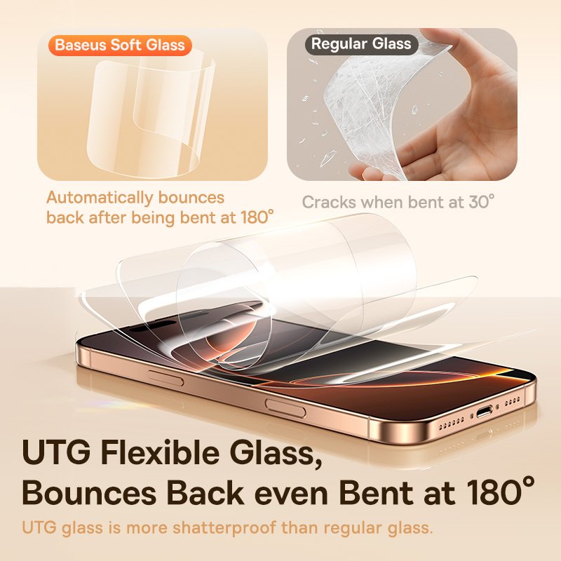 Baseus iPhone 16 Pro Full-View 3D HD Hot-Bending Tempered Glass Screen Protector - Image 3