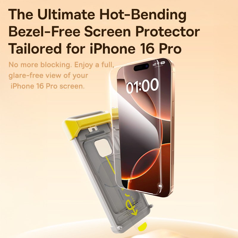 Baseus iPhone 16 Pro Full-View 3D HD Hot-Bending Tempered Glass Screen Protector - Image 7