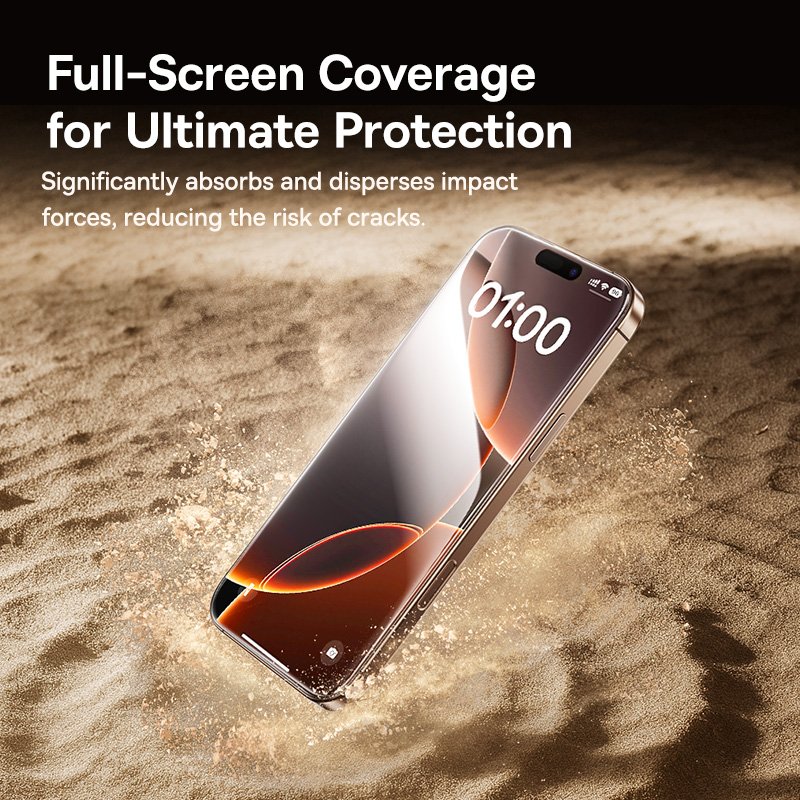 Baseus iPhone 16 Pro Full-View 3D HD Hot-Bending Tempered Glass Screen Protector - Image 8