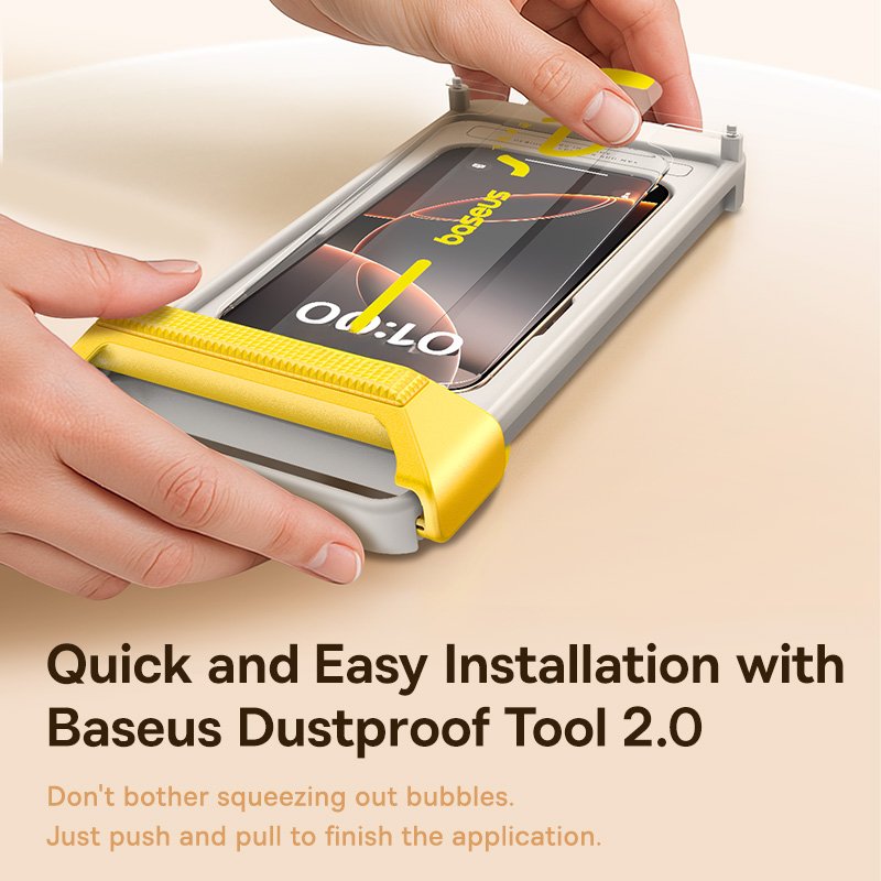 Baseus iPhone 16 Pro Max Full-View 3D HD Hot-Bending Tempered Glass Screen Protector - Image 2