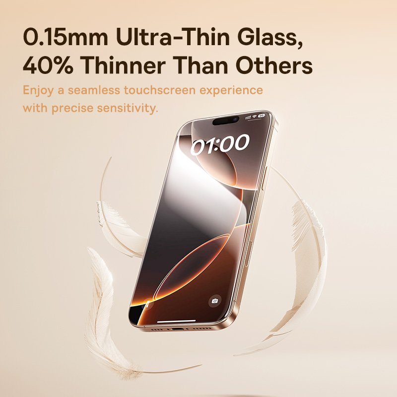 Baseus iPhone 16 Pro Max Full-View 3D HD Hot-Bending Tempered Glass Screen Protector - Image 5