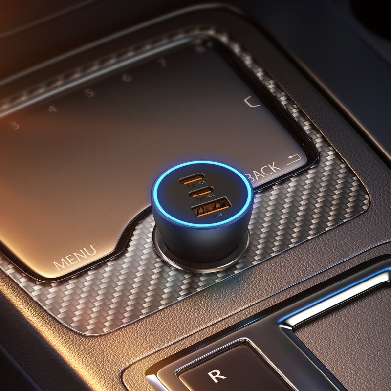 Baseus Golden Contactor Pro Triple Fast Charger Car Charger 65W U+C+C Dark Gray - Image 8