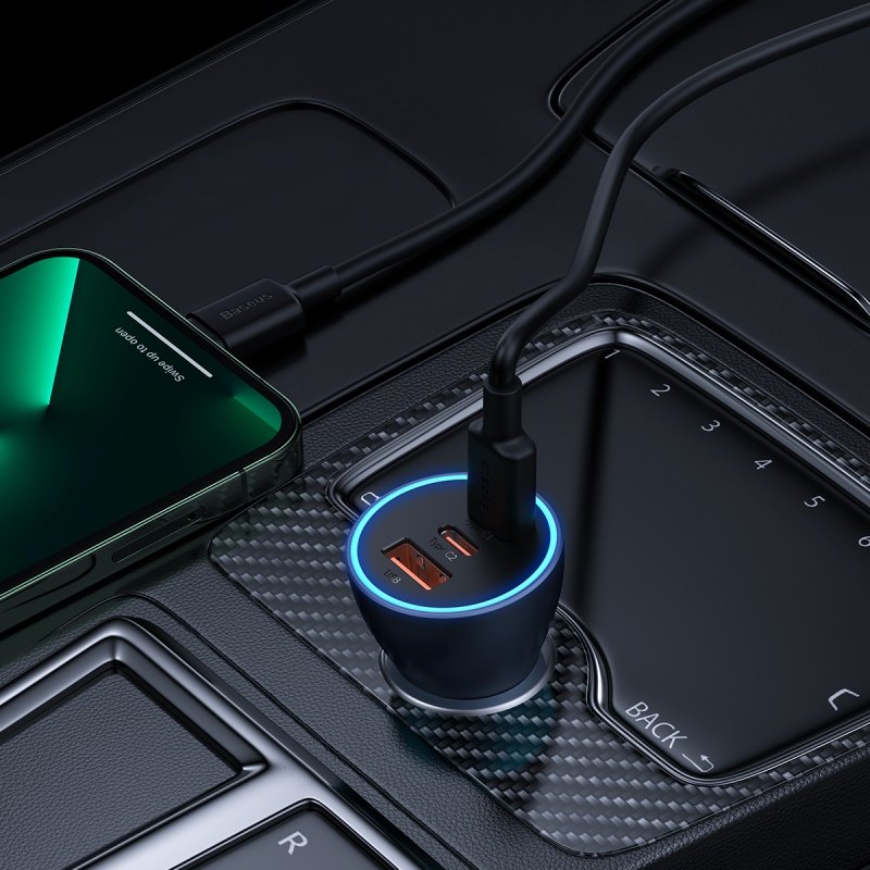 Baseus Golden Contactor Pro Triple Fast Charger Car Charger 65W U+C+C Dark Gray - Image 15