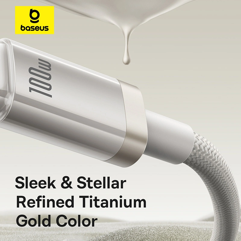 Baseus 1 Meter 100W Titanium Alloy Fast Charging Cable USB to Type-C Galaxy Titanium Gold - Image 7