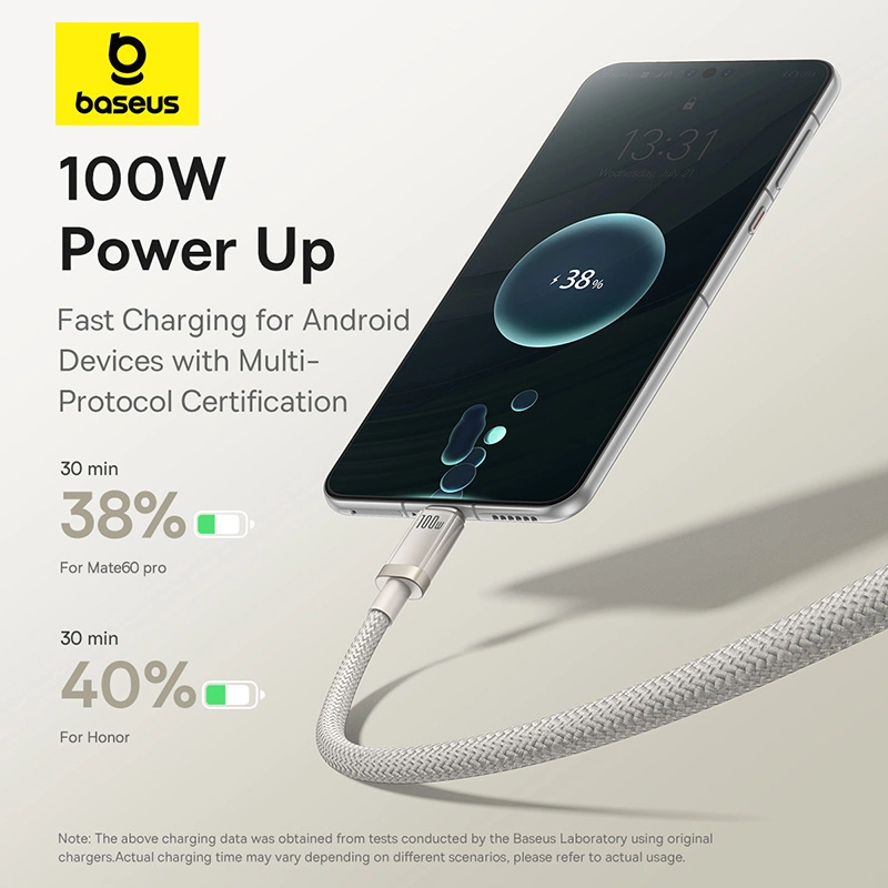 Baseus 1 Meter 100W Titanium Alloy Fast Charging Cable USB to Type-C Galaxy Titanium Gold - Image 6
